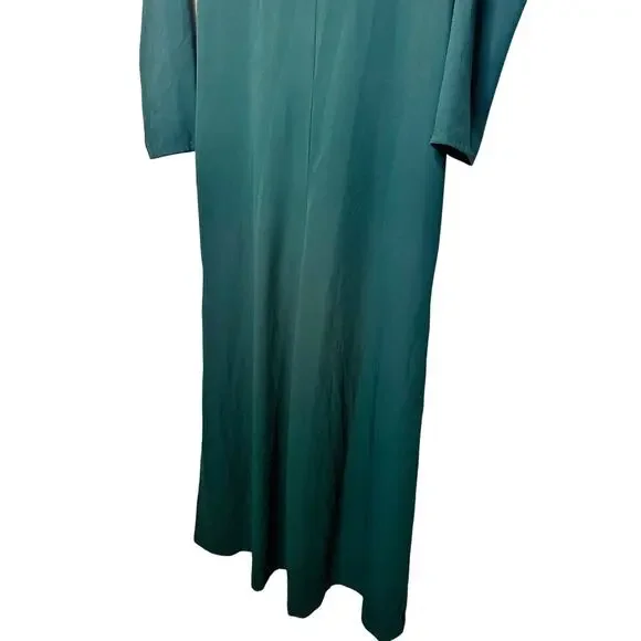 ADAM LIPPES Dark Green Crewneck Long Sleeve Wide Leg Sleek Jumpsuit Size 2